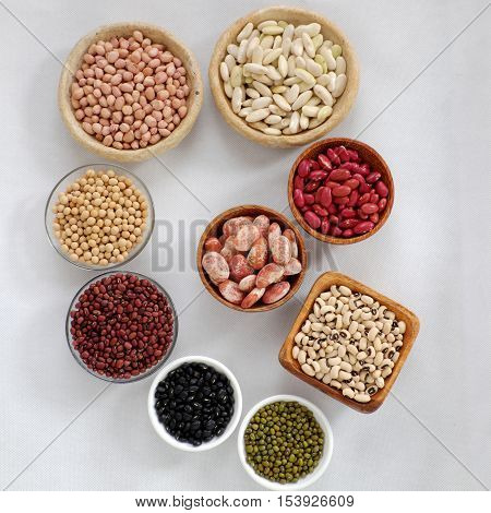 Collection Of Bean On White Background