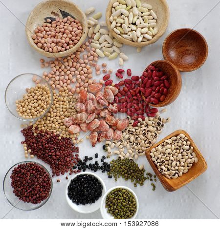 Collection Of Bean On White Background