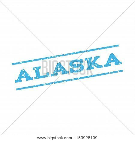 Alaska watermark stamp. Text Caption between parallel lines with grunge design style. Rubber seal stamp with scratched texture. Vector blue color ink imprint on a white background.