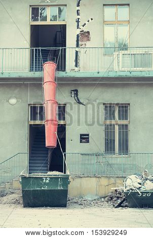Restoration of old building Vintage view .
