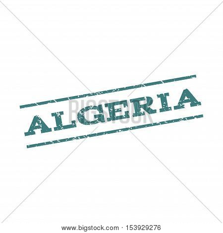 Algeria watermark stamp. Text Tag between parallel lines with grunge design style. Rubber seal stamp with scratched texture. Vector cobalt color ink imprint on a white background.