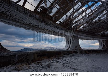 Cloudy sunset at Buzludzha, near the town of Shipka, Bulgaria