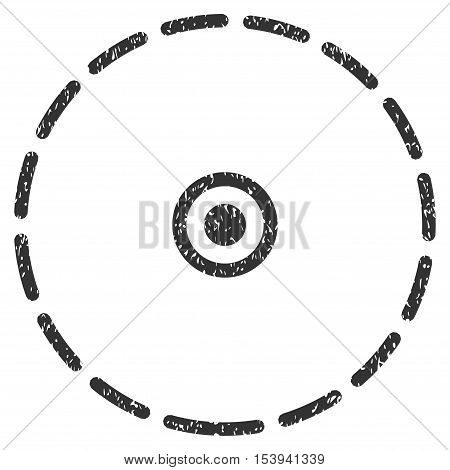 Round Area grainy textured icon for overlay watermark stamps. Flat symbol with dust texture. Dotted vector gray ink rubber seal stamp with grunge design on a white background.