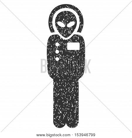 Visitor Skafandr grainy textured icon for overlay watermark stamps. Flat symbol with unclean texture. Dotted vector gray ink rubber seal stamp with grunge design on a white background.