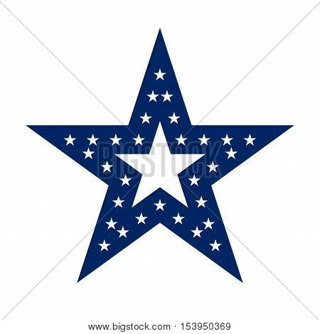 American star sign. Blue and red icon isolated on white background. Patriotic object. Vintage graphics. National design element. Symbol of 4th july patriotism democracy. Vector illustration