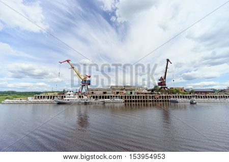 Gorodets,, Russia. - June 2.2016. The View From The River At The Shipyard Ship Repair Shipbuilding C