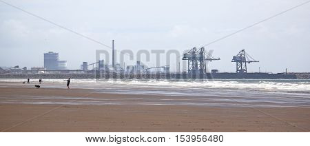 Port Talbot steel works from Aberavon beach
