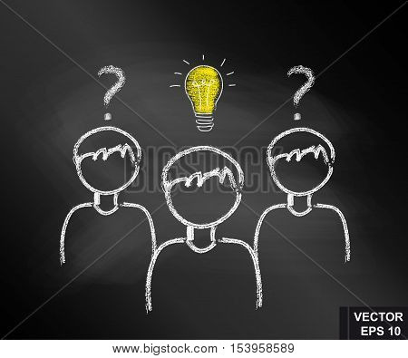 Businessmen. Drawing with chalk on the blackboard. Successful idea. For your design.