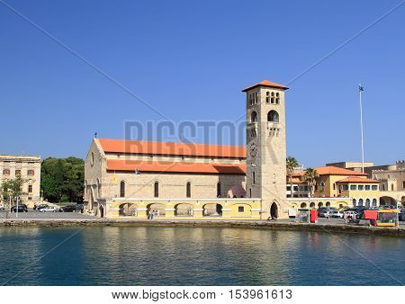 Church Evangelismos in the port city of Rhodes. Greece