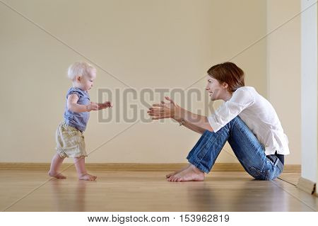 Cute Baby Girl Learning To Walk
