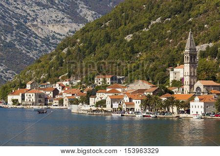 View of Dobrota Bay of Kotor Montenegro