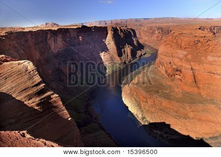 Levé straně Horseshoe Bend Glen Canyon přehlédnout Colorado River stránky Arizona