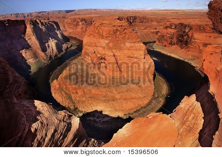 Z ráfku Horseshoe Bend Glen Canyon Overlook Colorado River stránky Arizona