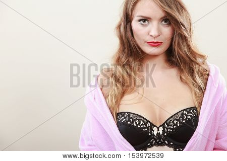 Seductive Lady In Dressing Gown.