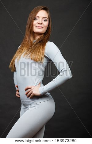 Sport Fit Woman In Thermal Underwear.