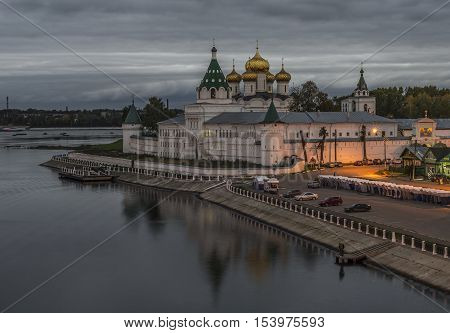 Kostroma Russia - September 15 2016: Holy Trinity Ipatiev Monastery in dusk.