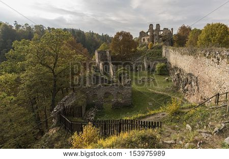 Divci Kamen Ruin Of Castle In Autumn Time
