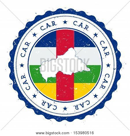 Central African Republic Map And Flag In Vintage Rubber Stamp Of State Colours. Grungy Travel Stamp