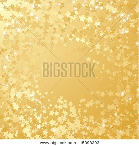 黄金星背景。矢量