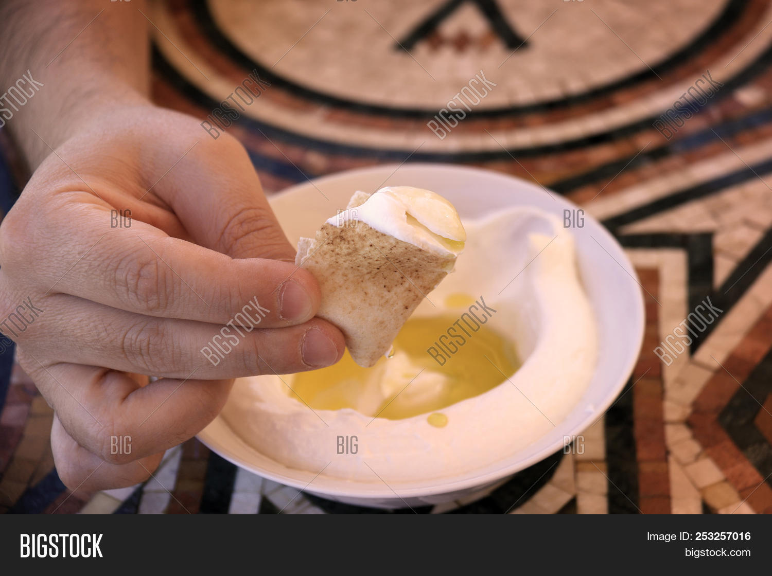 Man Dipping Pita Bread Image & Photo (Free Trial) Bigstock