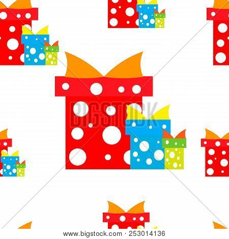 Seamless Pattern. Gift Boxes Red Blue Green