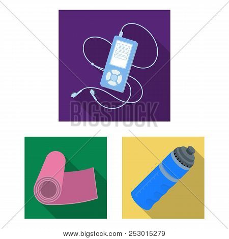 Gym And Training Flat Icons In Set Collection For Design. Gym And Equipment Vector Symbol Stock Web 