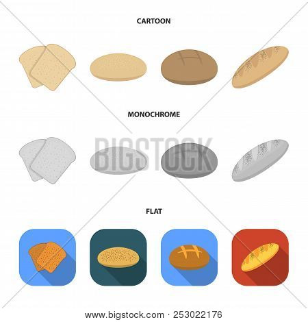 Toast, Pizza Stock, Ruffed Loaf, Round Rye.bread Set Collection Icons In Cartoon, Flat, Monochrome S