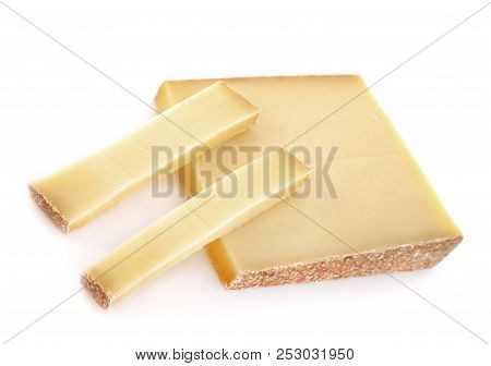 Emmental Cheese In Front Of White Background