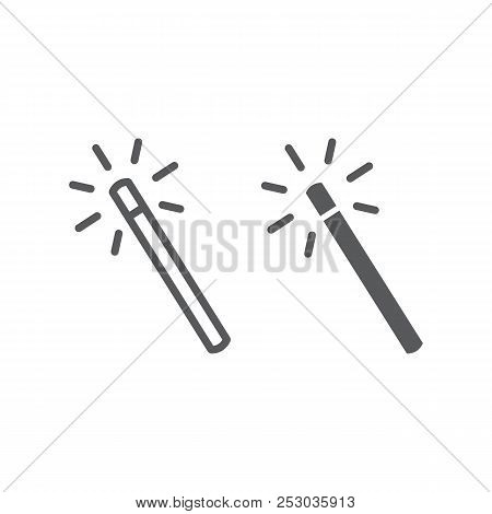 Magic Wand Line And Glyph Icon, Tools And Design, Wand Sign, Vector Graphics, A Linear Pattern On A 