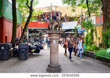 MEXICO CITY,MEXICO - DECEMBER JULY 13,2018 : Traditional handicrafts at Coyoacan in Mexico City