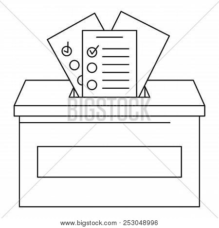 Ballot Box Icon. Outline Ballot Box Icon For Web Design Isolated On White Background