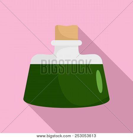 Dark Green Potion Icon. Flat Illustration Of Dark Green Potion Icon For Web Design