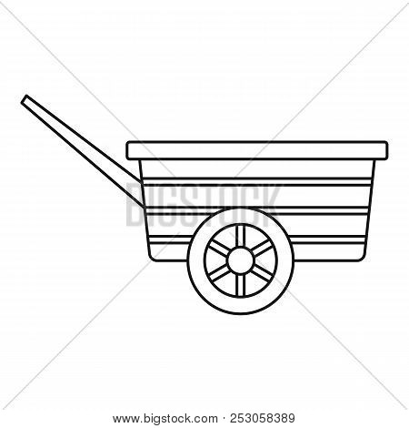 Wood Wheelbarrow Icon. Outline Wood Wheelbarrow Icon For Web Design Isolated On White Background