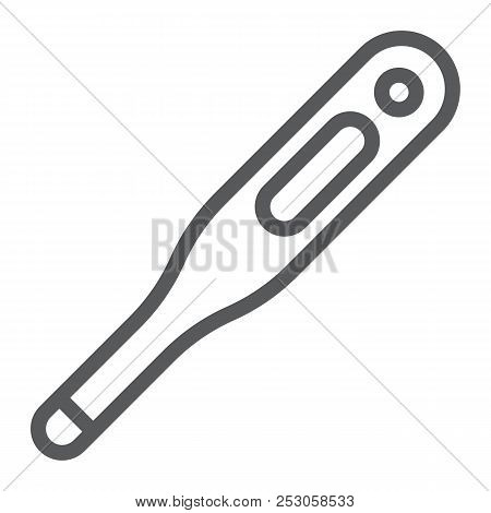 Digital Termometer Line Icon, Medical And Health, Medical Thermometer Sign, Vector Graphics, A Linea