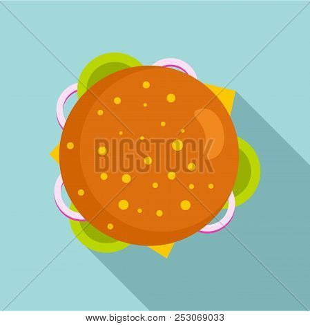 Top View Burger Icon. Flat Illustration Of Top View Burger Icon For Web Design