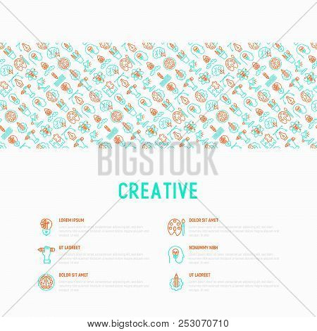 Creative Concept With Thin Line Icons: Generation Of Idea, Start Up, Brief, Brainstorming, Puzzle, C