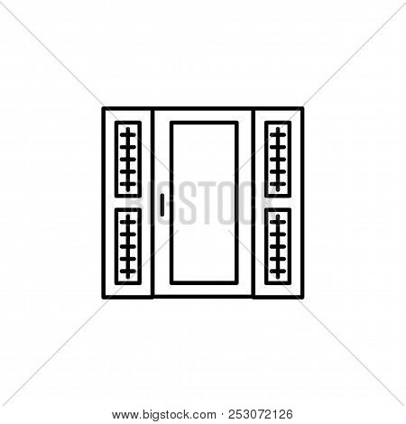 Vector Illustration Of Air Curtain. Entrance Heating System Of Buildings And Shopping Centers. Elect