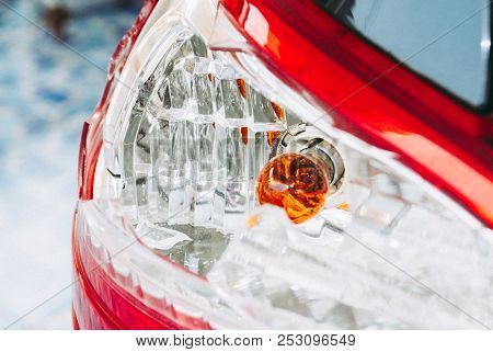 Broken Left Rear Signal Light Of Car, Still Have Some Glass Pieces