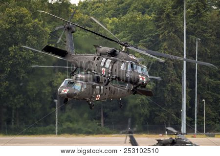 Eindhoven, The Netherlands - Jun 22, 2018: United States Army Sikorsky Uh-60 Blackhawk Transport Hel