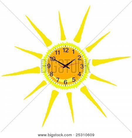 Uhr im gelben Sun-Vektor-Illustration