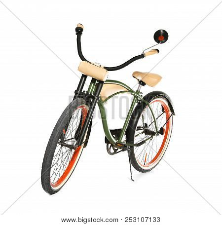 Stylish Bicycle On White Background, Clse Upo