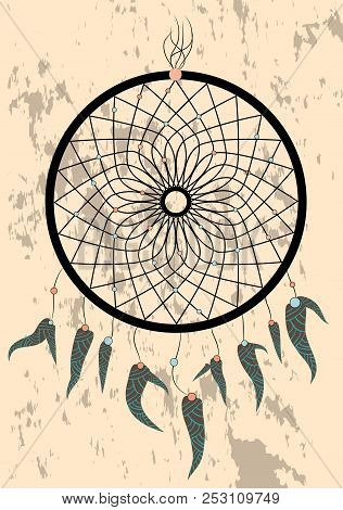 Dream Catcher Boho Native American Indian Talisman Dreamcatcher. Clothes Ethnic Tribal Design. Magic