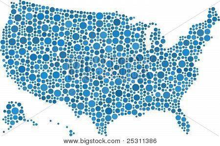 Vereinigte Staaten von Amerika in ein Mosaik aus Kreisen