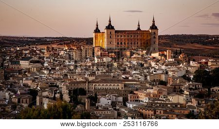 Toledo, Spain, Oct 9, 2008 - Alcazar Towers Over The City Of Toledo, Spain