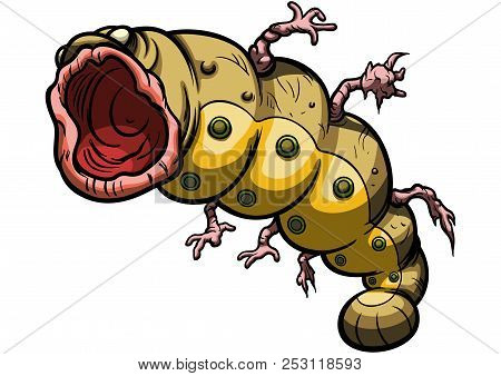 Illustration Cartoon Slug Worm Creature With Appendages