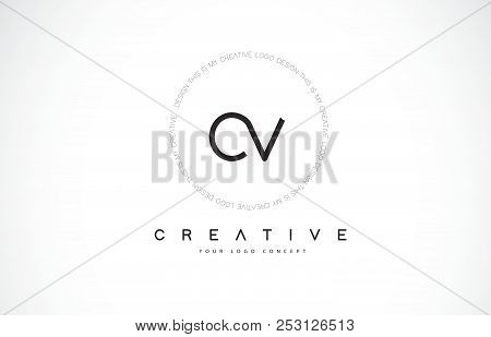 Cv C V Logo Design With Black And White Creative Icon Text Letter Vector.