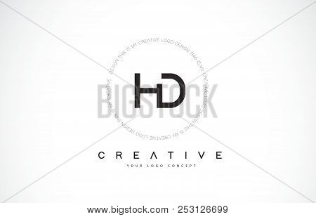Hd H D Logo Design With Black And White Creative Icon Text Letter Vector.