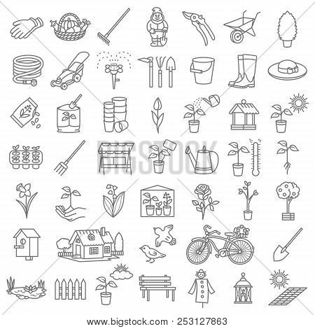 Garden Icon Tool Set Simple And Thin Line Design