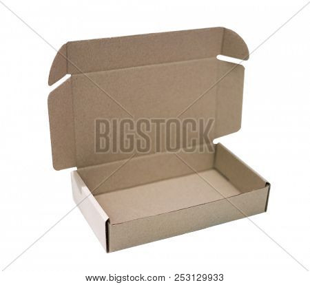 open cardboard box isolated on white background