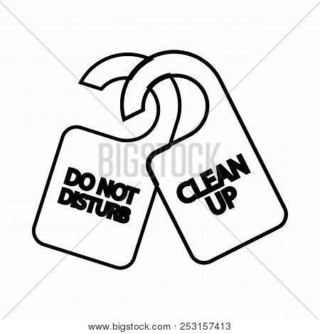 Tag Do Not Disturb And Clean Up Icon In Outline Style Isolated On White Background. Label Symbol